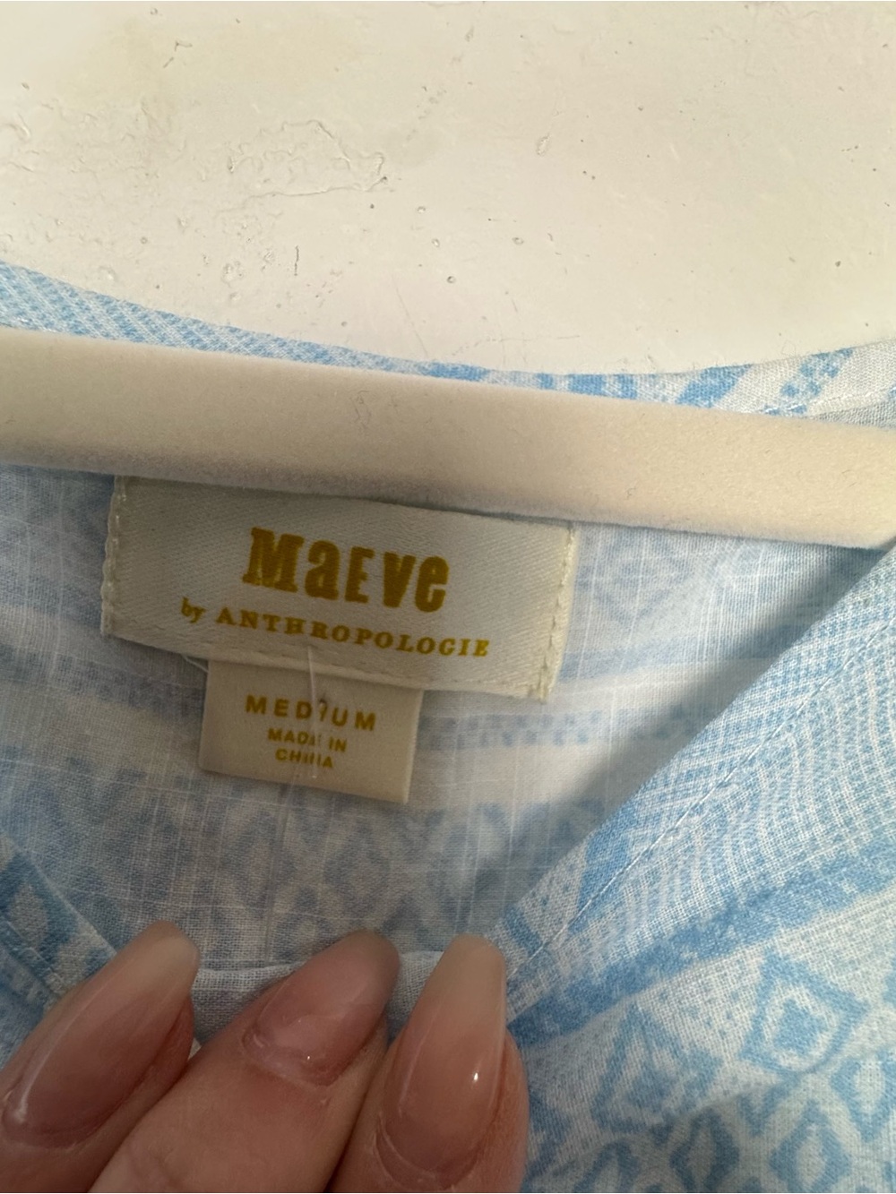 Anthro Maeve Vintage Denim lightweight Blue Striped 100% Cotton Summer Dress M - Picture 3 of 10